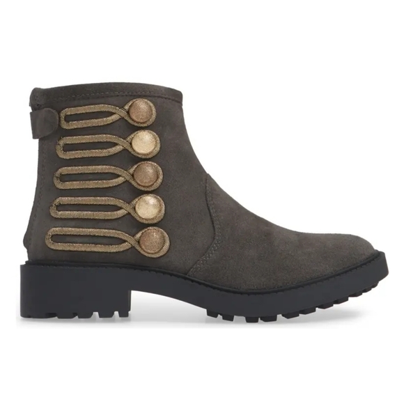 Vintage Inspired Linea Paolo Grey Suede Booties - Picture 2 of 4